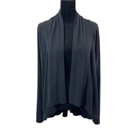 2/$25 Athleta Nirvana Wear Two Ways Wrap Cardi Cardigan Black Athleisure Witchy - Picture 3 of 12
